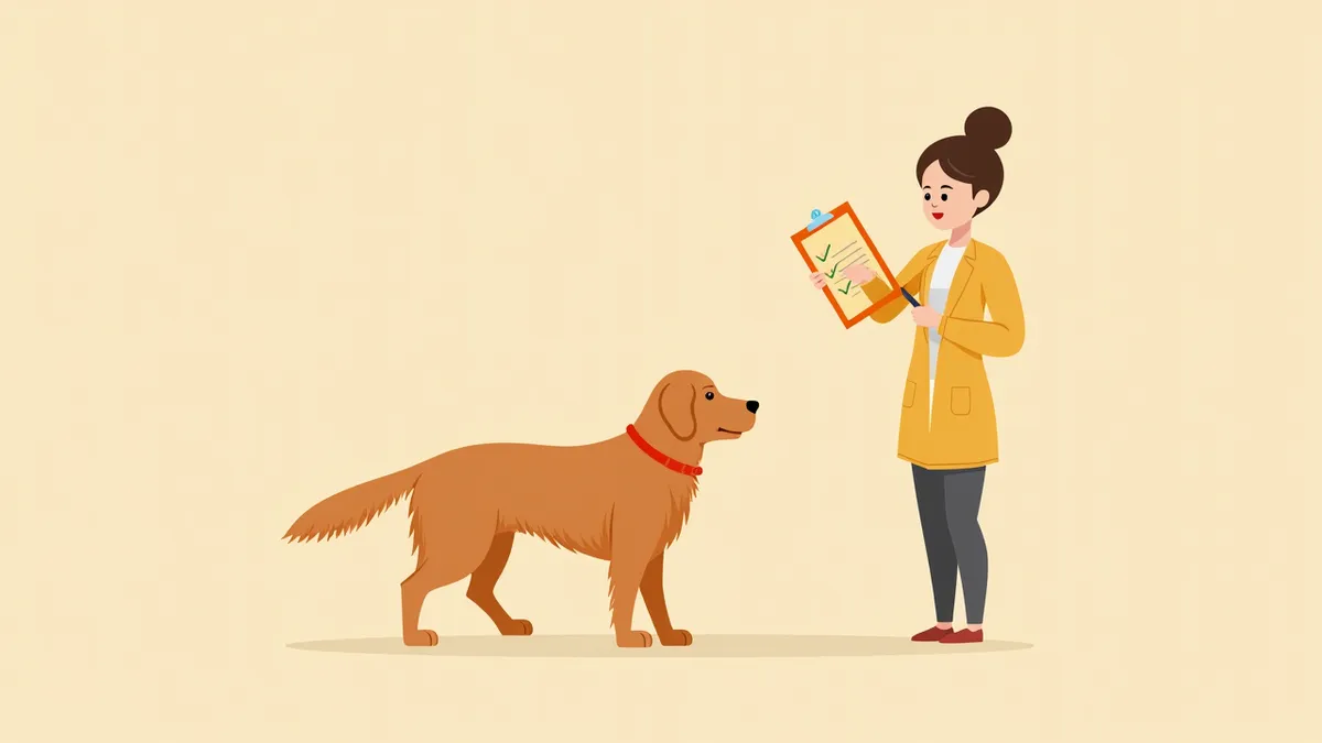 강아지 건강 체크리스트 작성 중인 보호자
