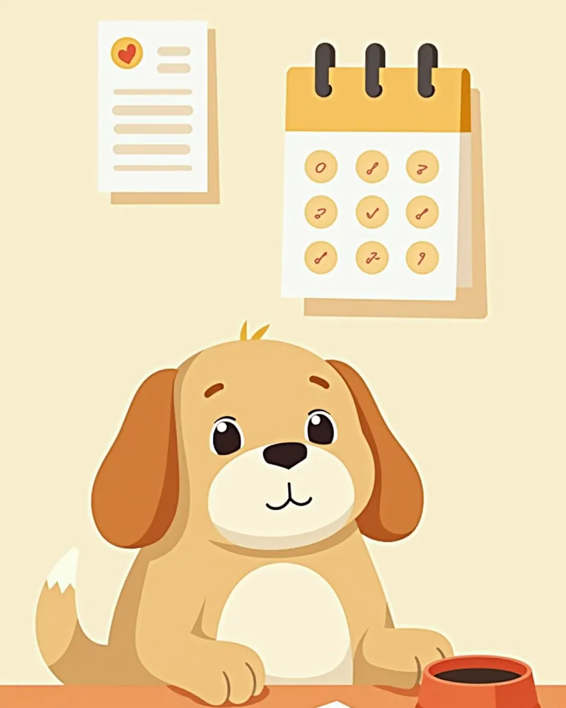 강아지 보조제 복용 일정과 점검을 위한 장면