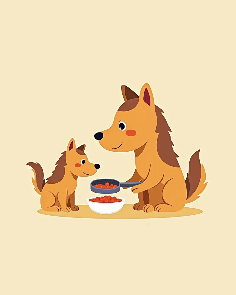 강아지 사료 측정하는 모습
