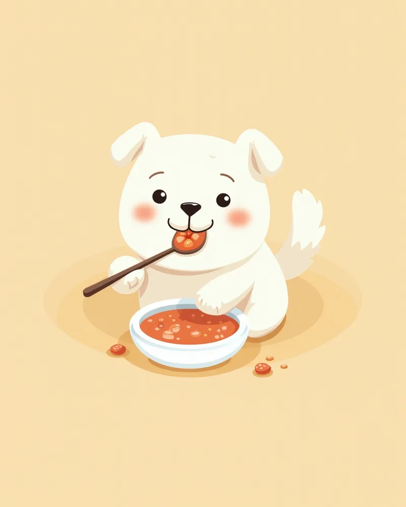 강아지에게 저인산 신장 보호 분말을 먹이는 장면