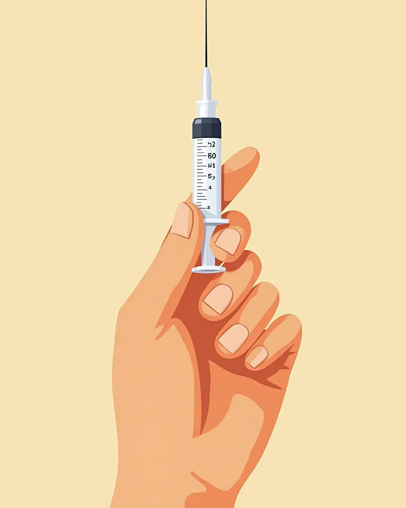손에 든 정밀한 인슐린 주사기