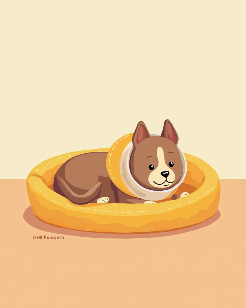 수술 후 회복 중인 강아지