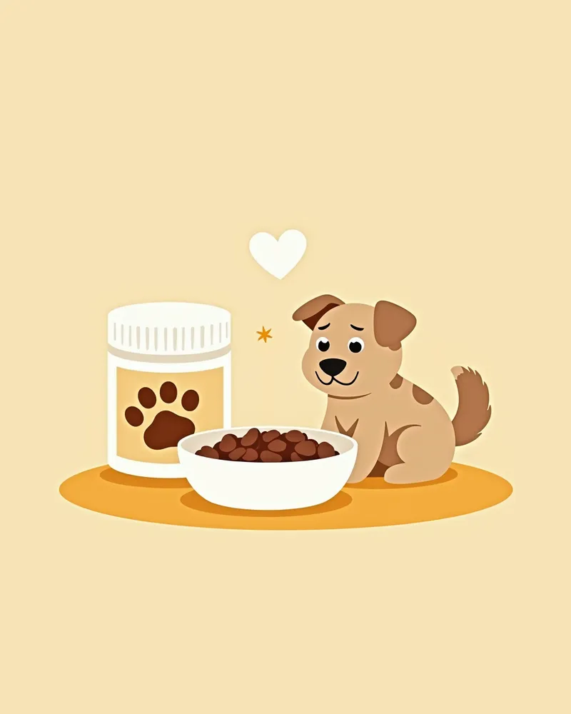 강아지 사료에 섞을 수 있는 흰색 분말 보조제 통 이미지