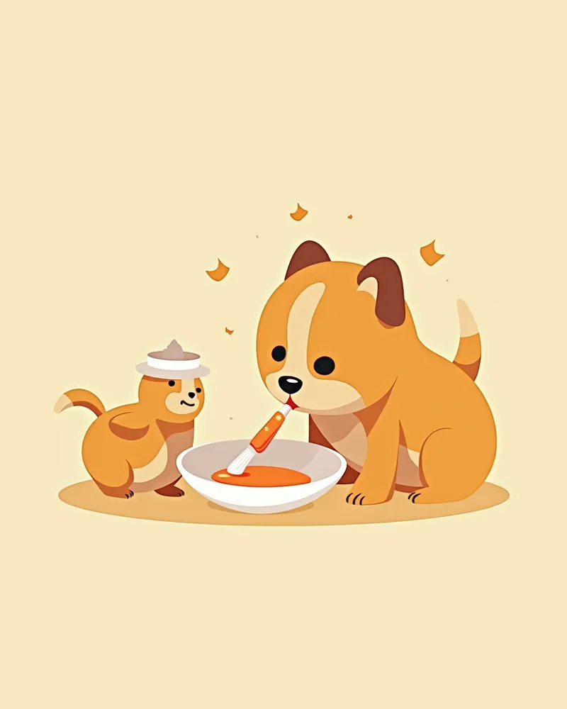 레이저케어 구강 젤을 먹는 강아지