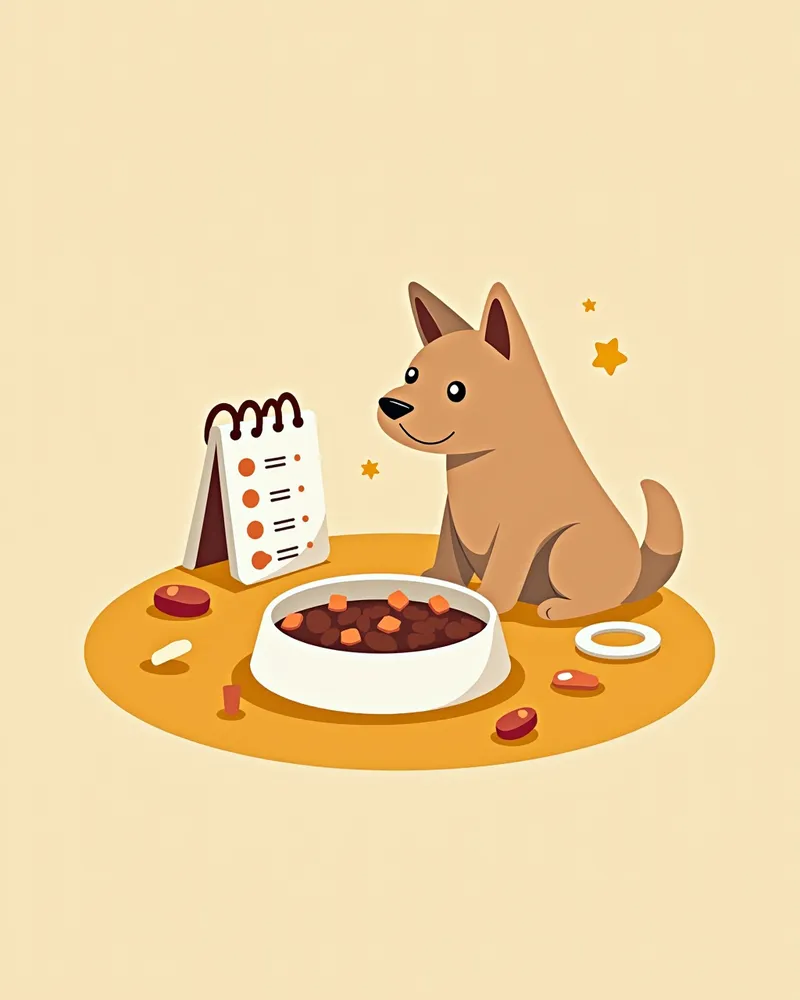 신장 건강을 위한 사료와 보조제, 검사 기록 노트가 있는 이미지