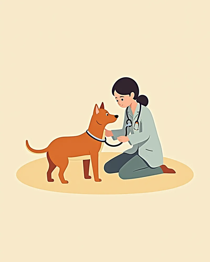 수의사가 강아지 폐동맥 고혈압을 진단하는 장면