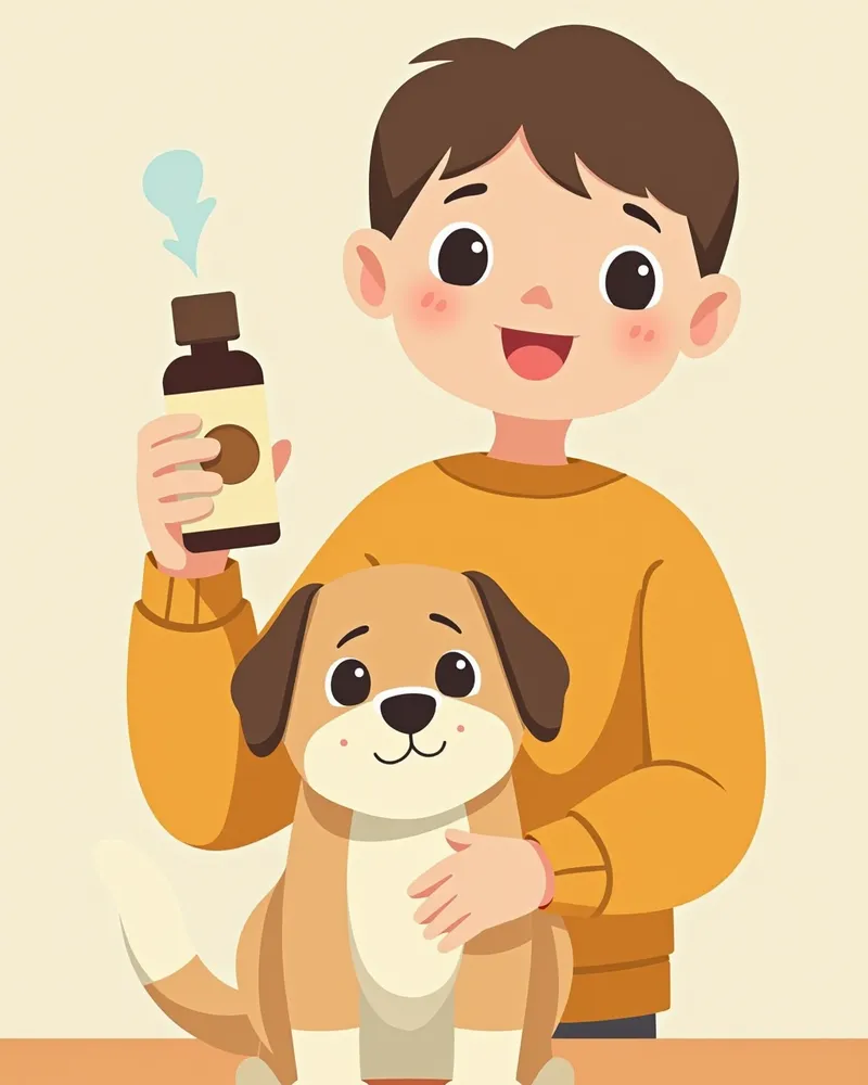 수의사 추천 보조제를 받는 강아지 주인의 모습