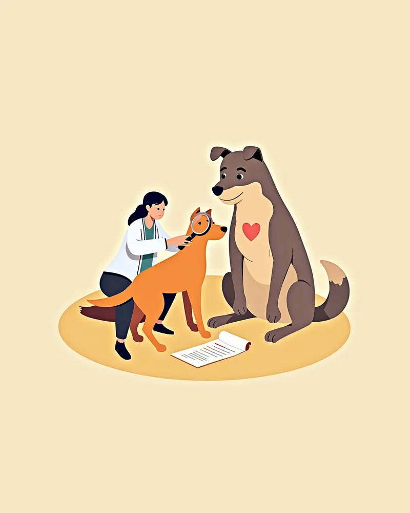 수의사가 연부조직 육종 관리 제품을 평가하는 장면