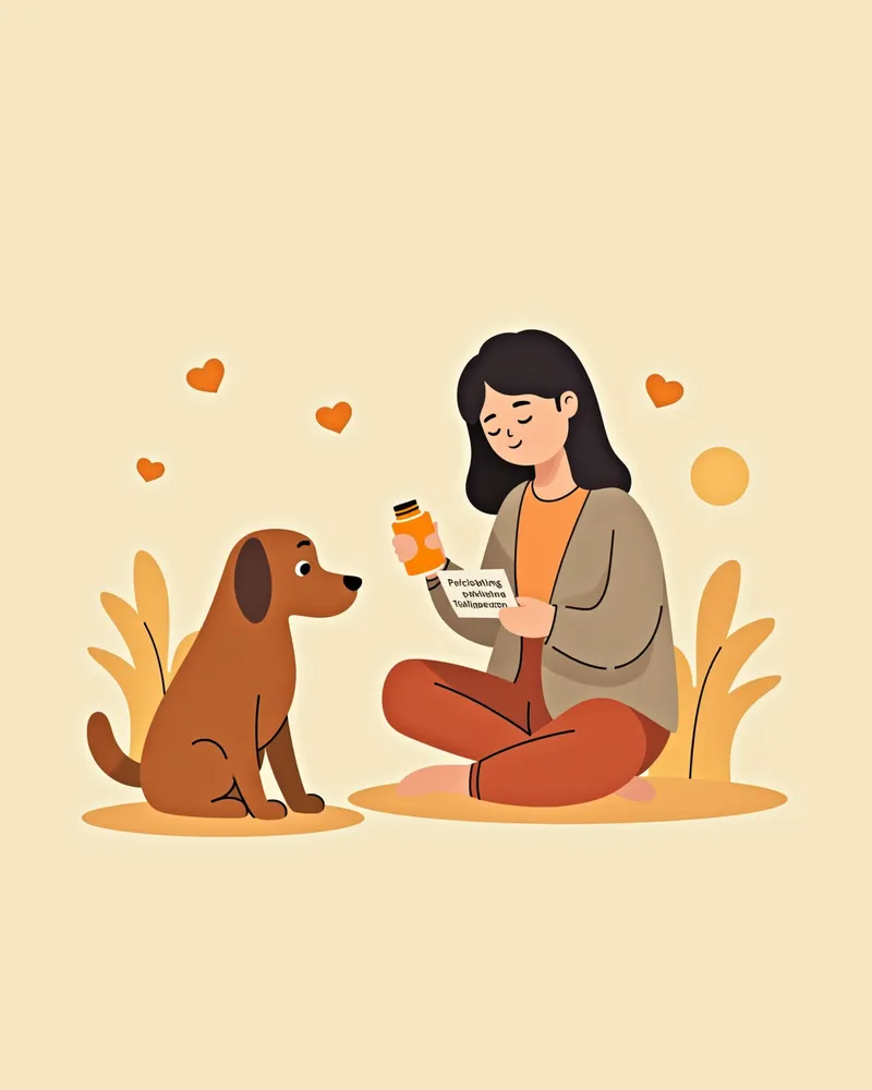 강아지 심장 관리 제품을 선택할 때 수의사 추천과 성분을 확인하는 장면