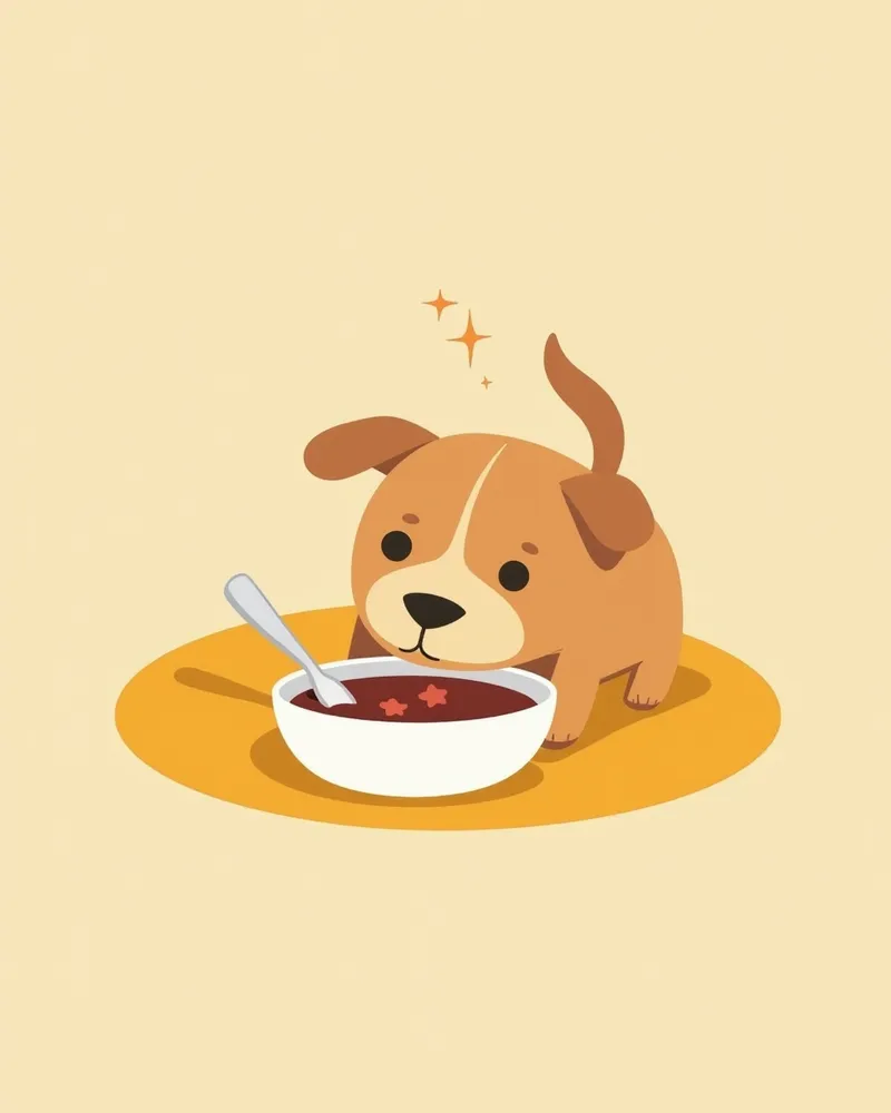 강아지가 부드러운 음식을 먹는 모습
