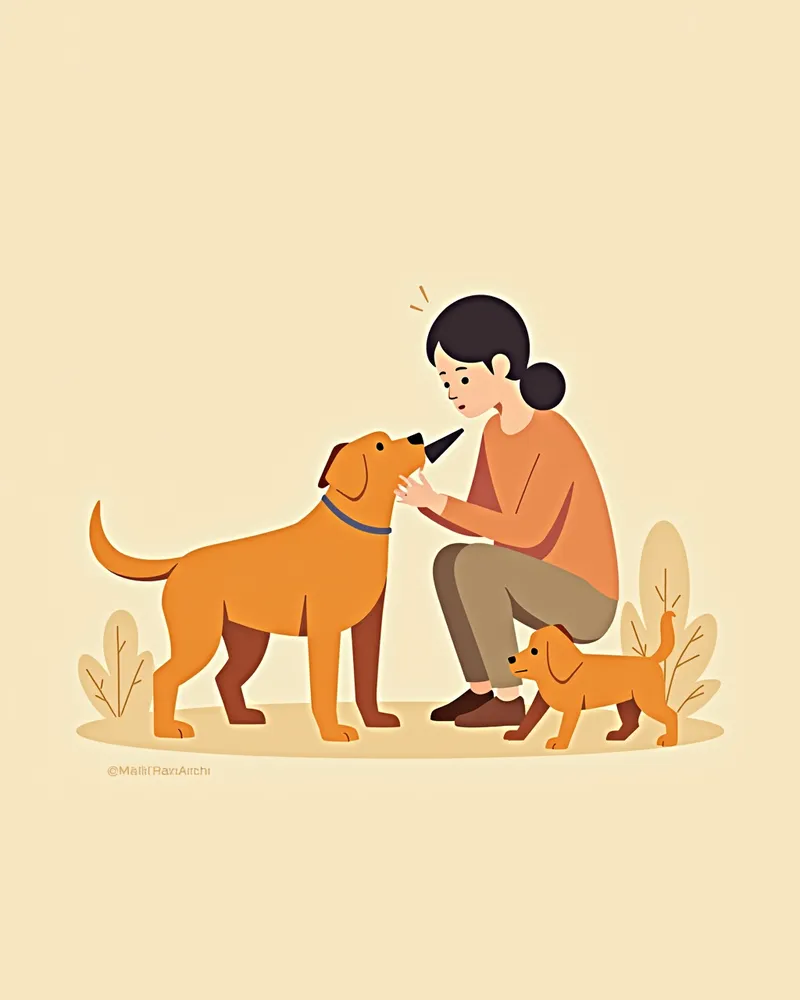 강아지의 구강을 점검하는 보호자 모습