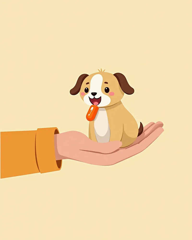 소형견이 기관 건강 캡슐을 즐겁게 먹는 모습