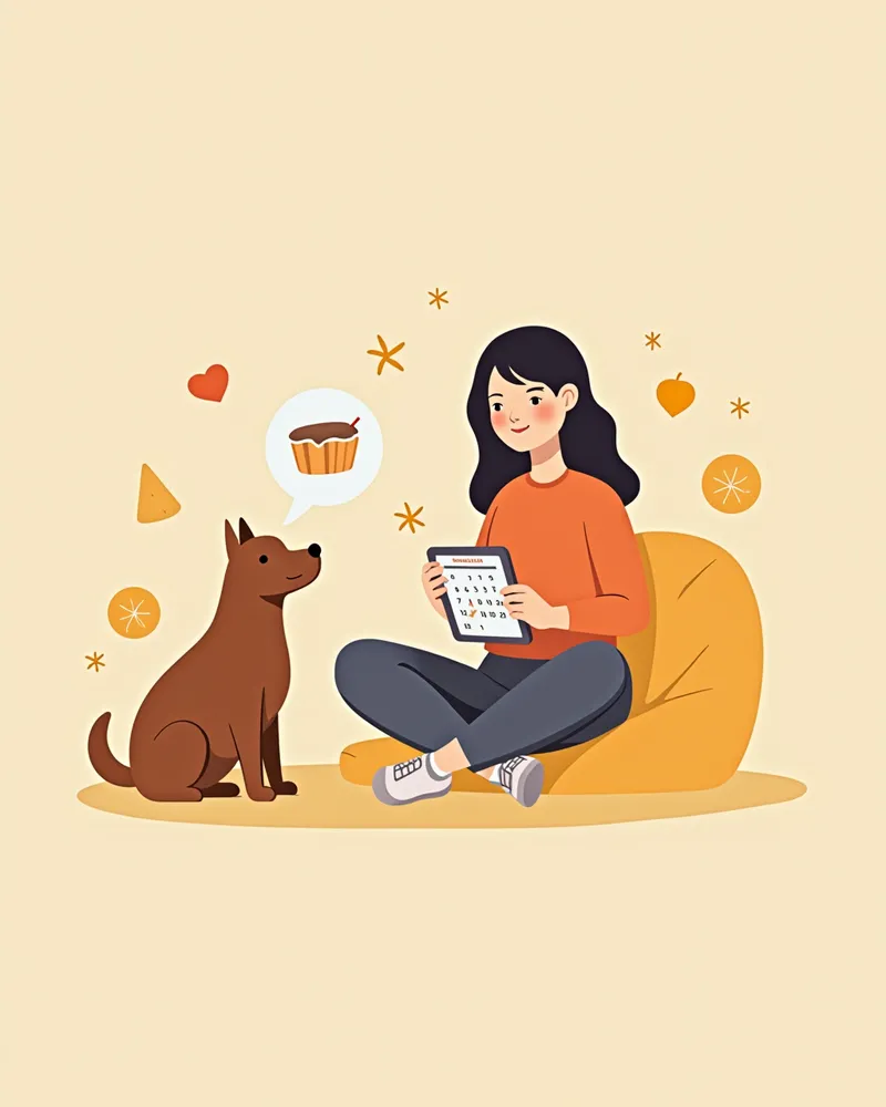 강아지 요로 건강 관리 일지 작성하는 주인