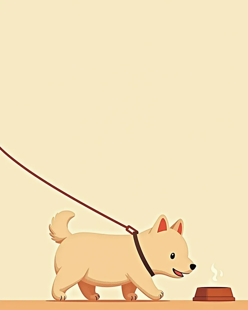 산책 후 강아지가 물통을 보는 모습
