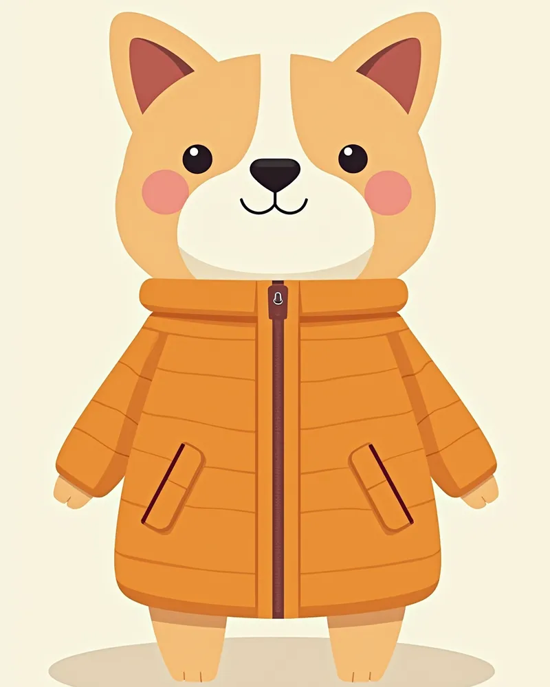 고급 보온 소재의 강아지 코트와 지퍼, 조절 끈이 있는 모습