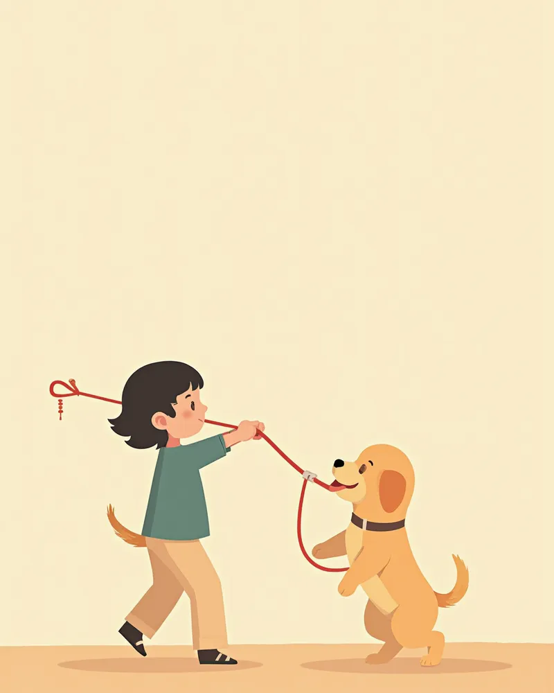 보호자와 터그 장난감으로 놀고 있는 강아지