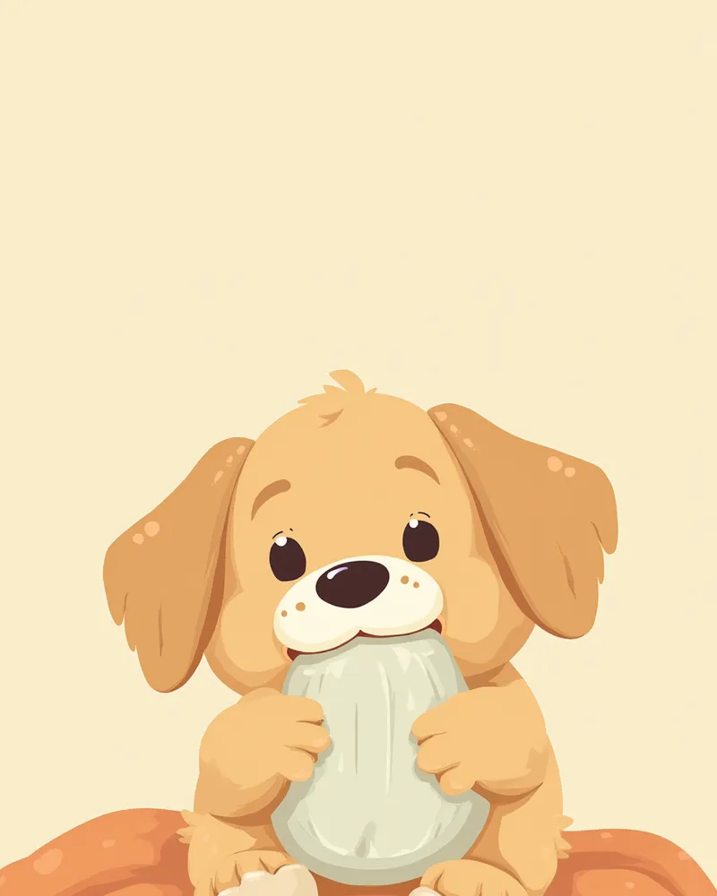 콩 장난감을 씹고 있는 강아지