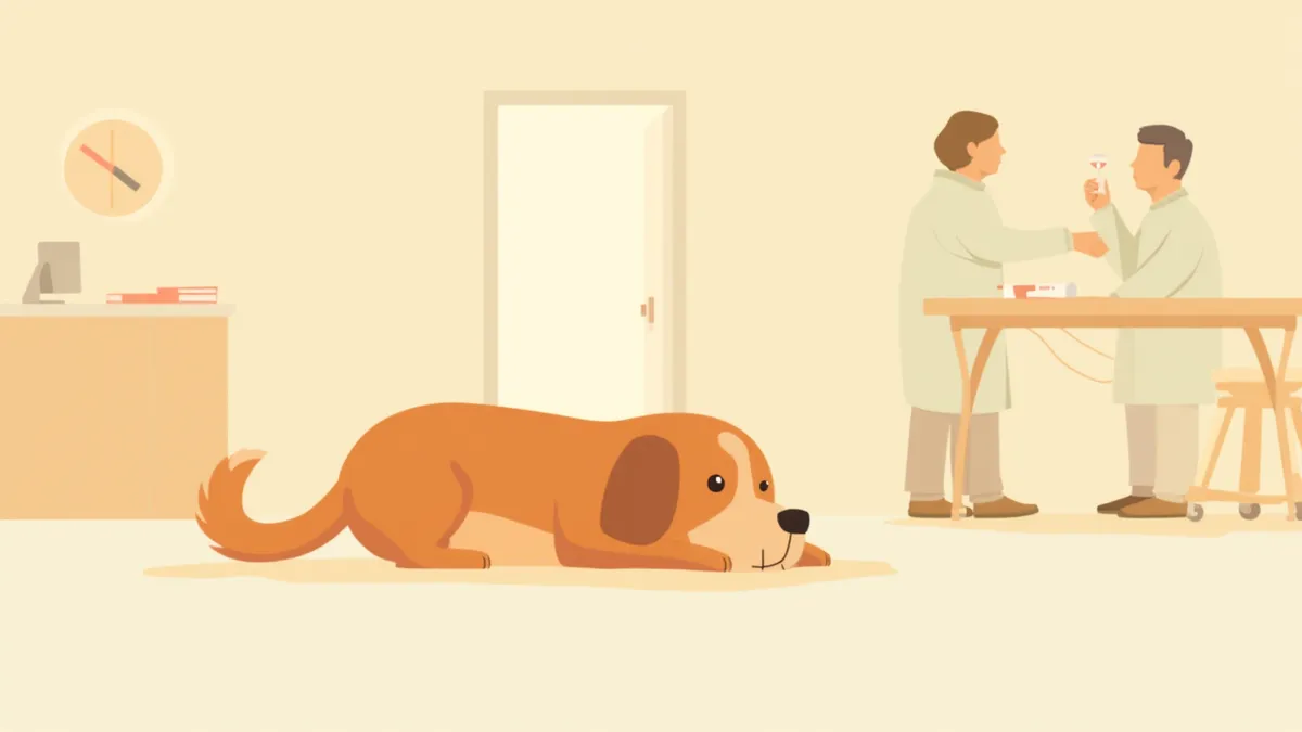 동물병원에서 응급 진료를 받는 대형견