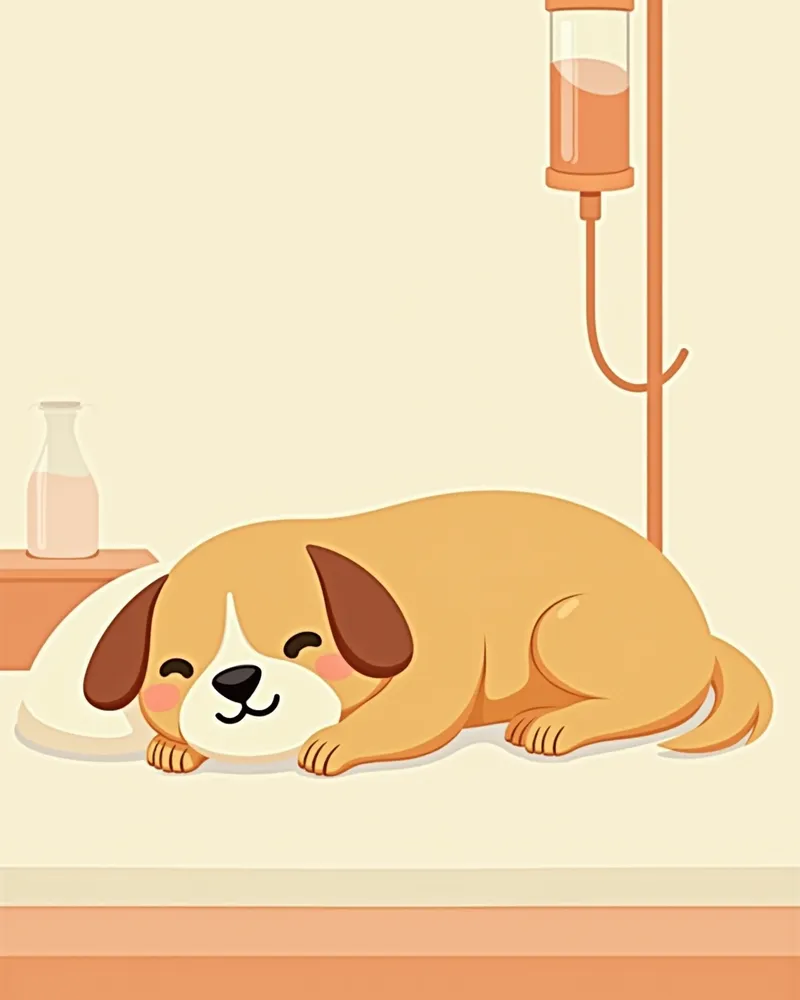 병원에서 치료 중인 강아지