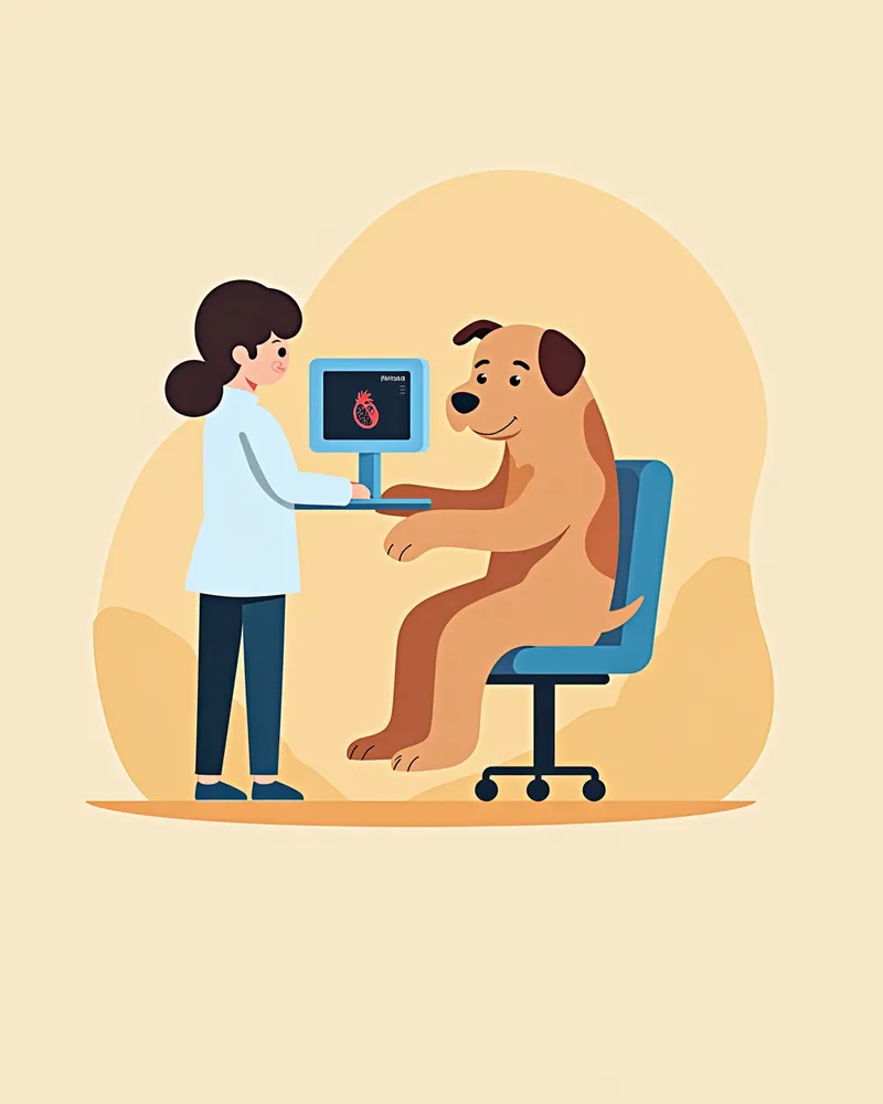 강아지의 심장 초음파 검사를 하는 수의사