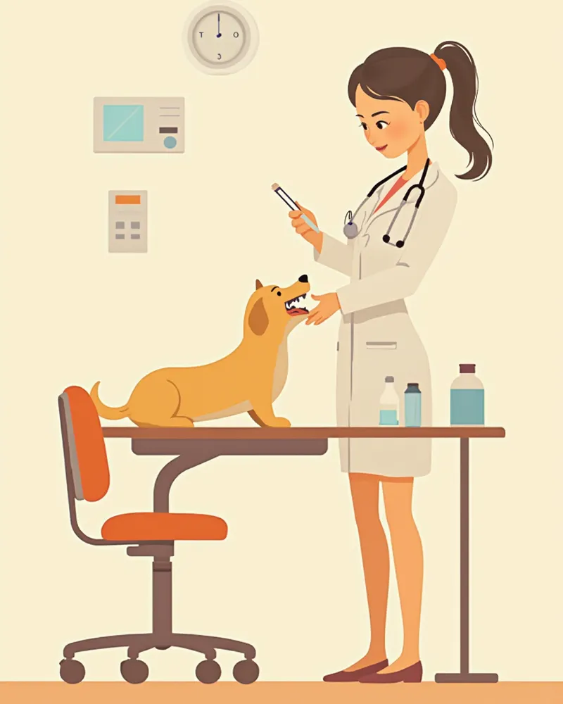 동물병원에서 치과 검진을 받는 강아지