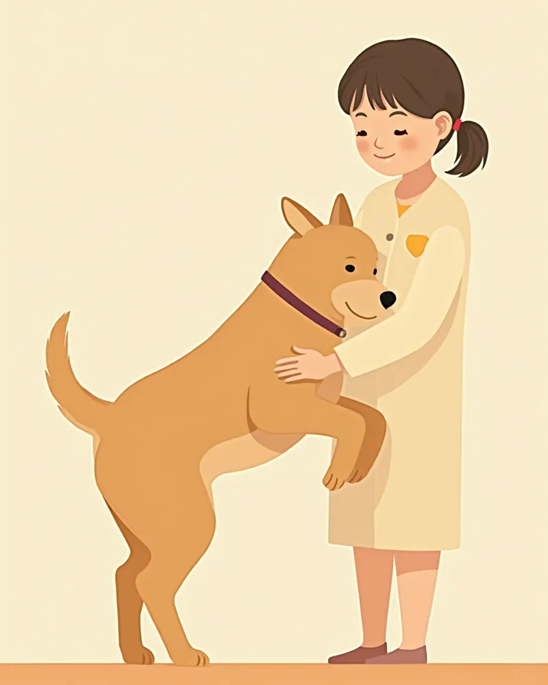 수의사가 강아지의 혈액을 채취하는 모습