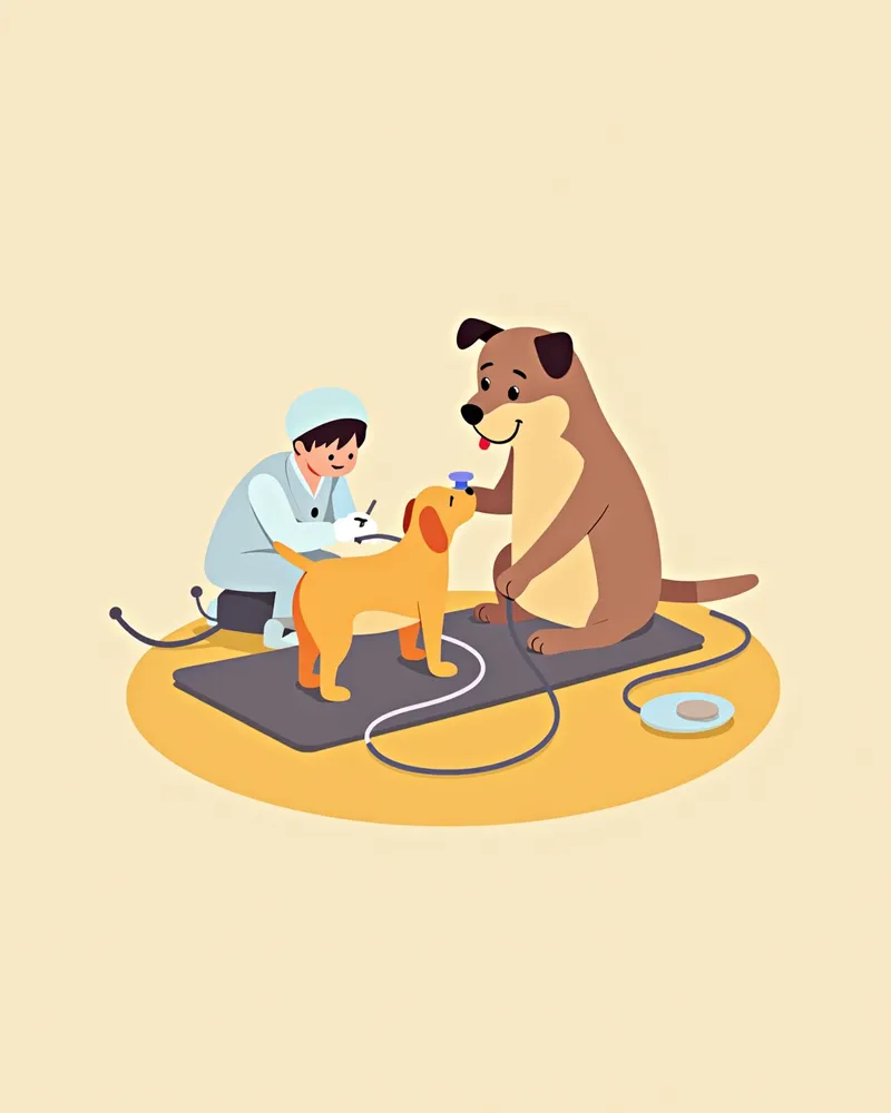 강아지 방광 결석에 대한 레이저 분쇄술 수술 장면