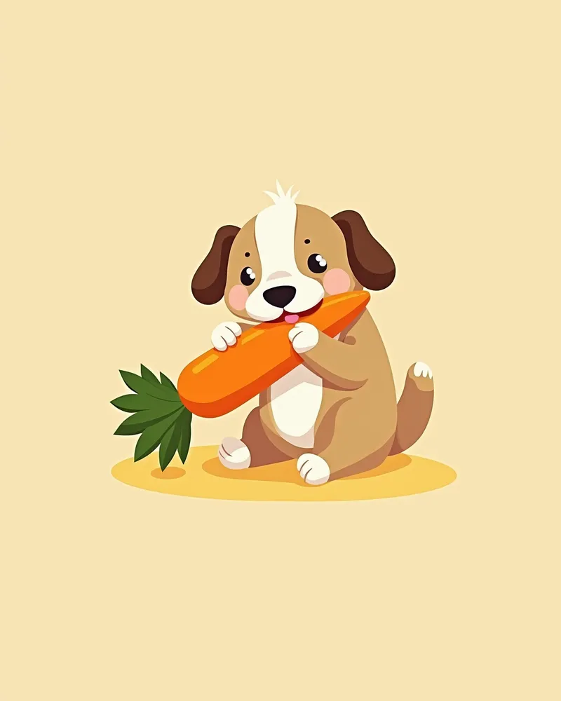 생 당근을 씹고 있는 행복한 강아지