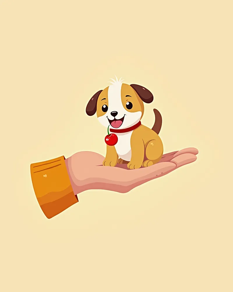 체리 과육을 먹는 강아지