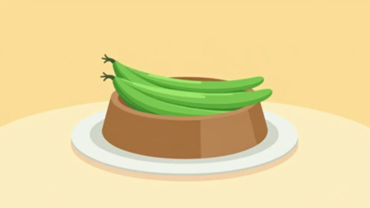 흰 접시에 담긴 신선한 그린빈과 강아지 사료 그릇
