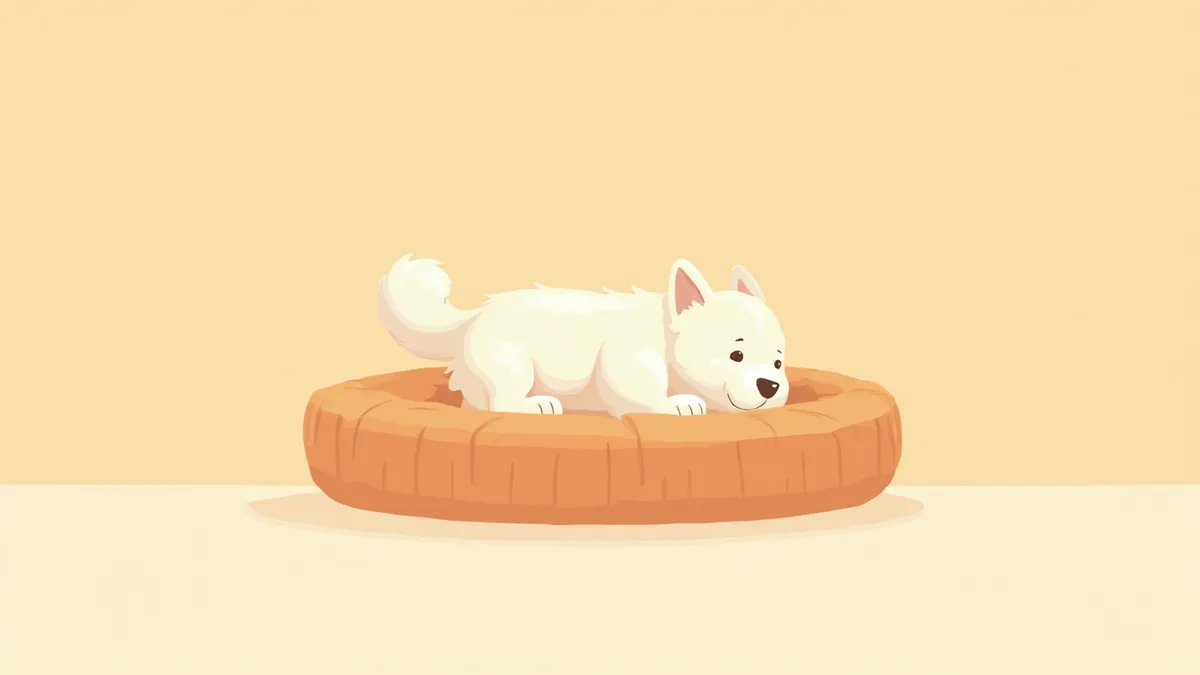 잠자리 위에서 빙빙 돌며 자리를 잡는 강아지