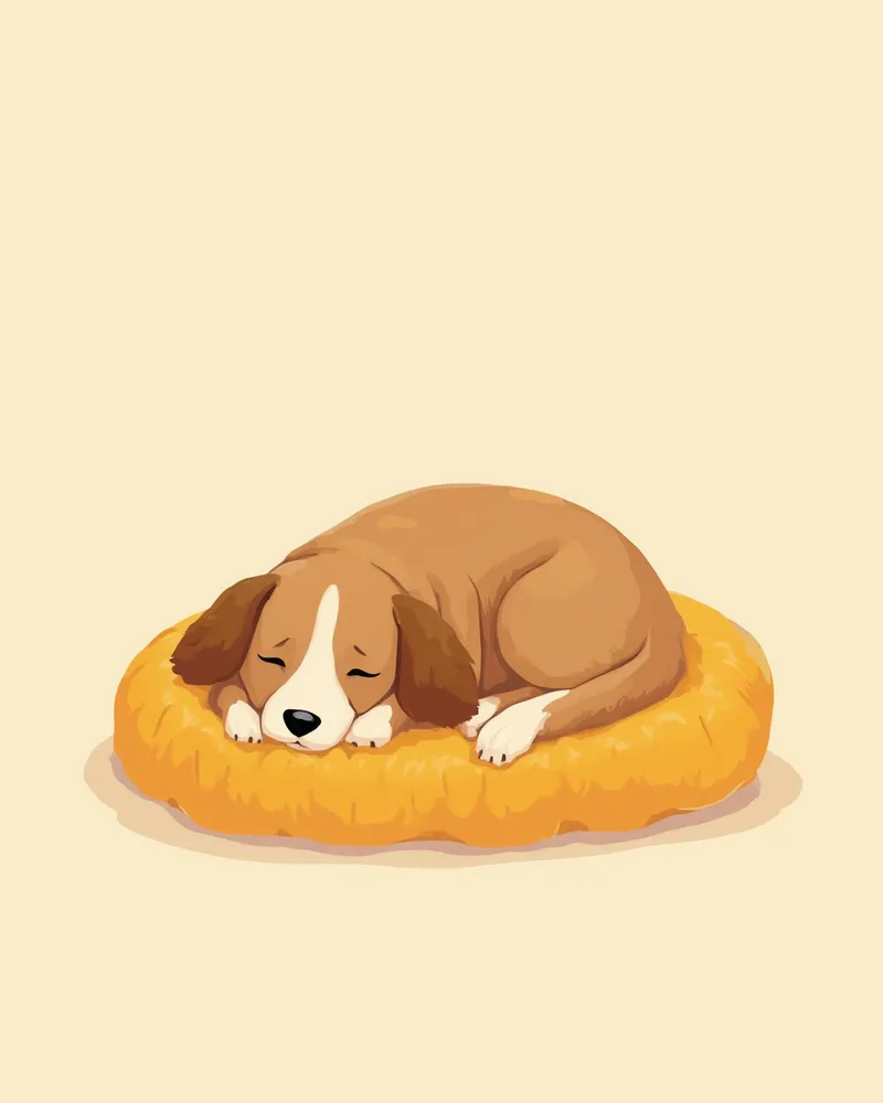 몸을 동그랗게 말고 편안하게 잠든 강아지