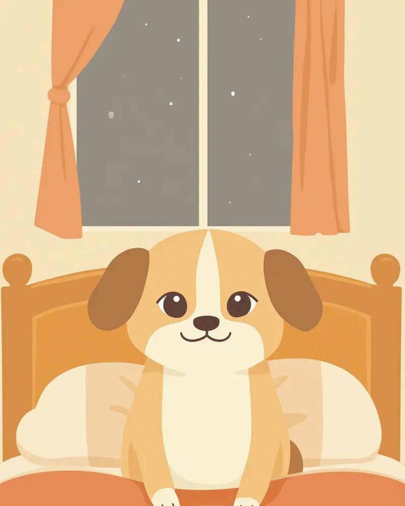 밤에 잠자리 근처에서 서성이는 노령견