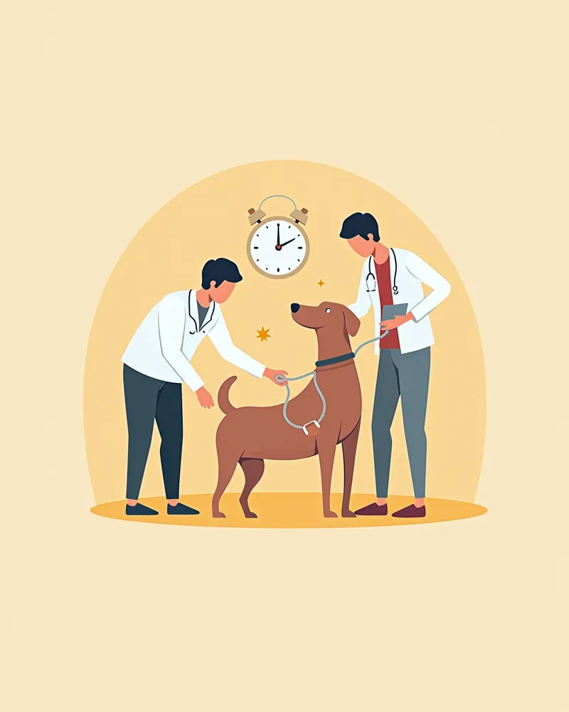 수의사가 강아지의 복부 초음파 검사를 하는 모습