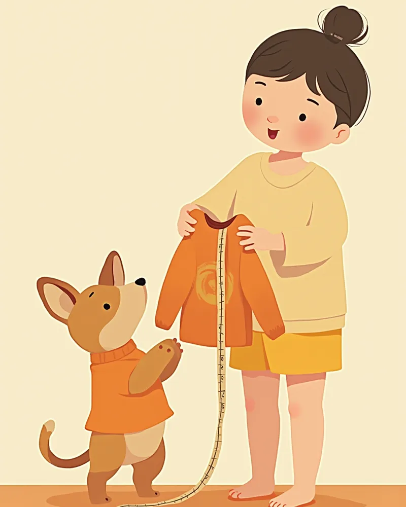 강아지 가슴둘레를 재는 모습