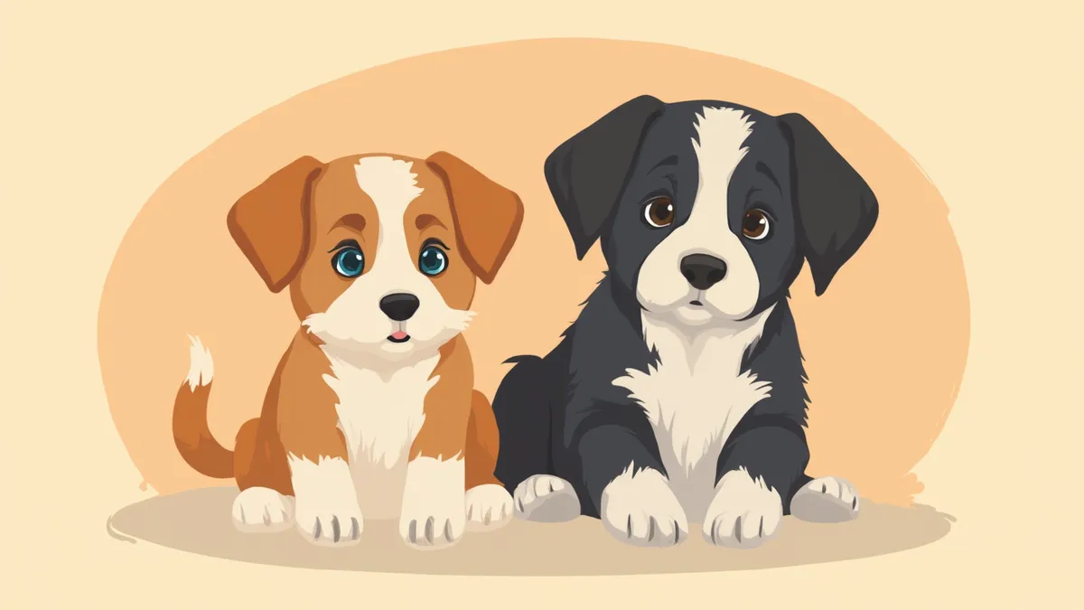 메를 패턴 호주산 셰퍼드와 검은 래브라도 강아지