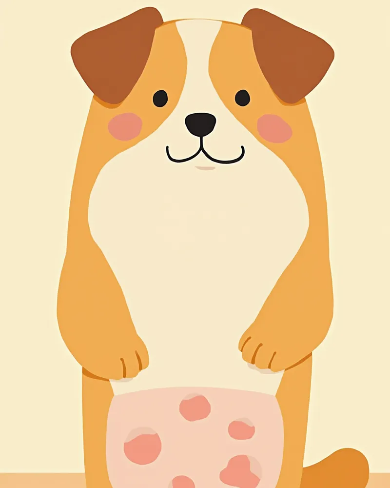 강아지 배 부위의 색소 반점 근접 이미지