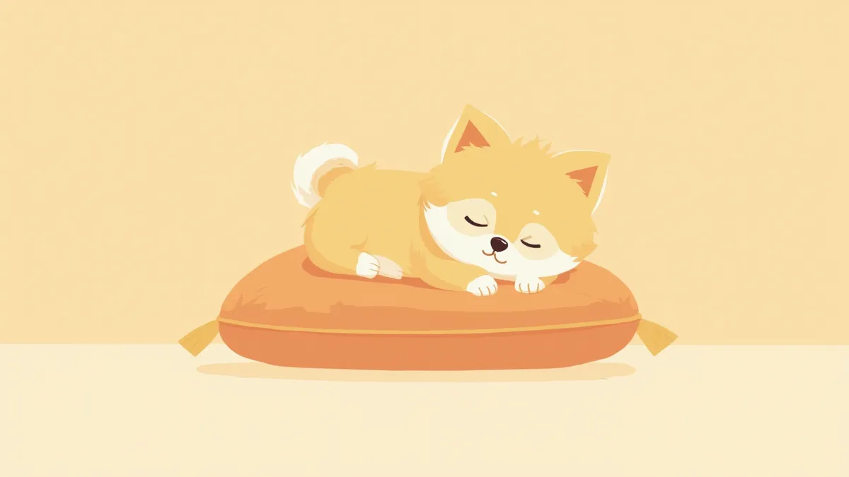 쿠션 위에서 편안하게 쉬고 있는 포메라니안