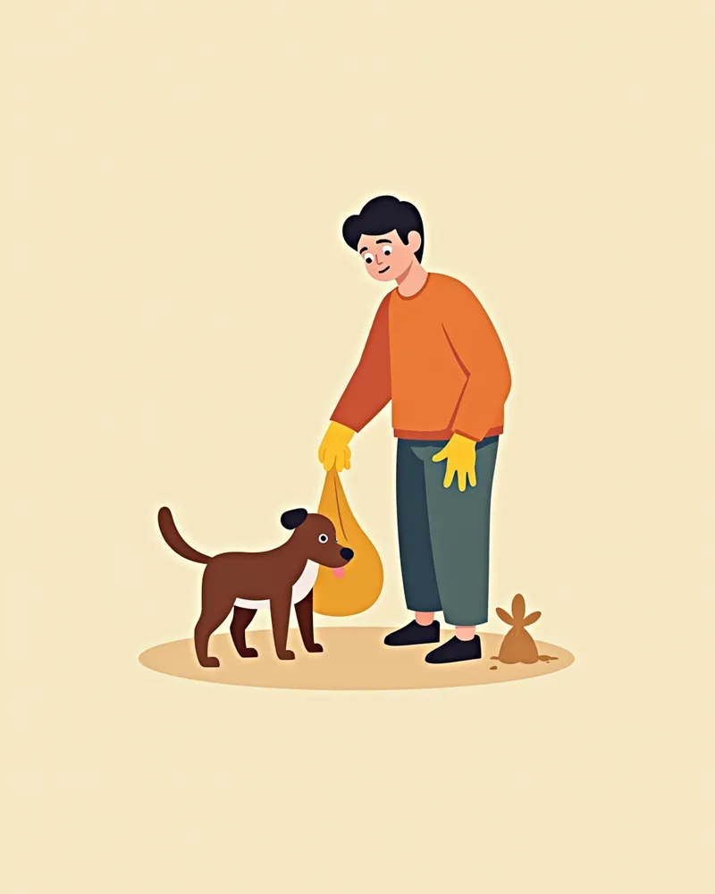 강아지 배변물을 처리하는 보호자의 모습