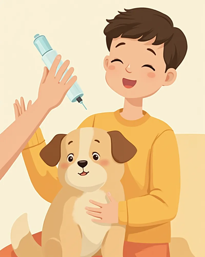 보호자가 강아지에게 안약을 넣어주는 모습