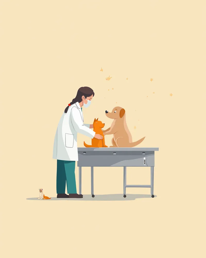강아지 복부를 진찰하는 수의사
