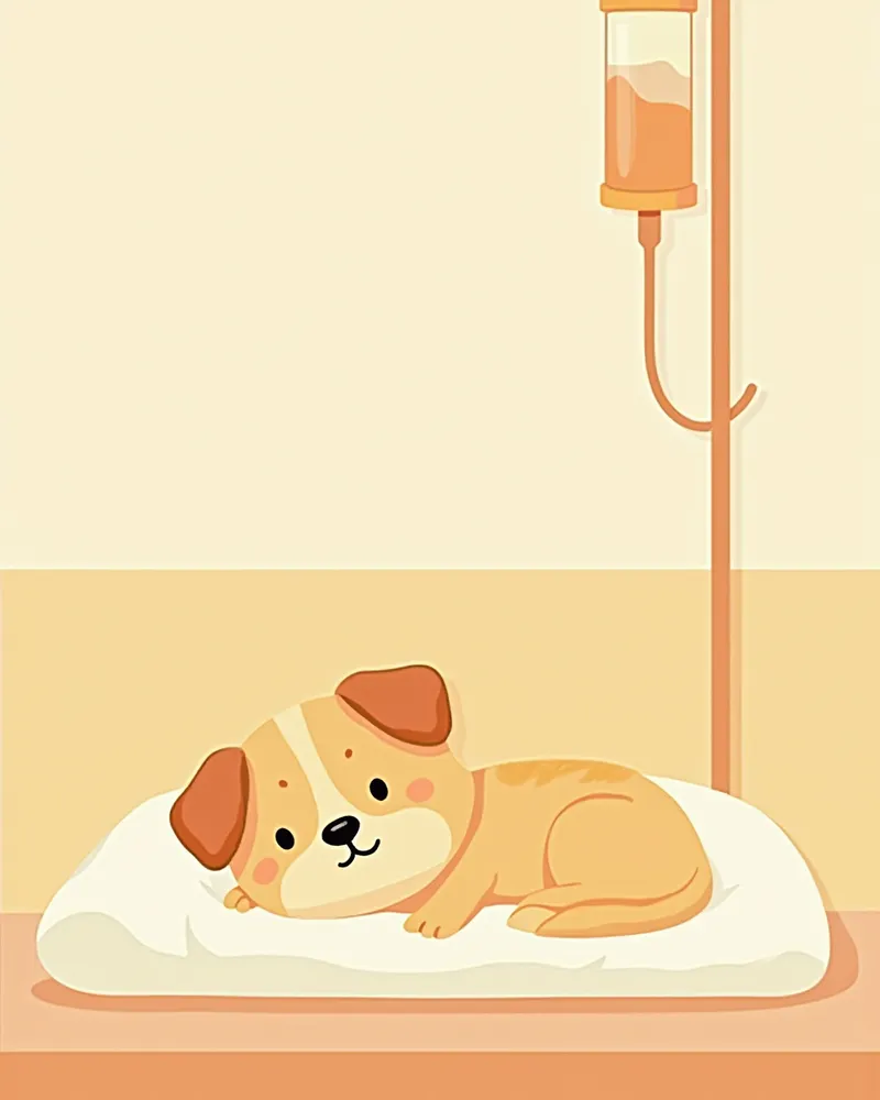 수술 후 회복 중인 강아지
