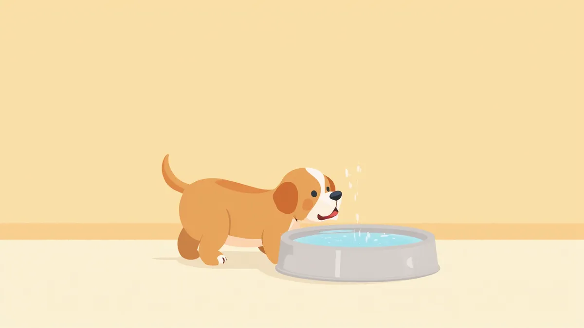 물을 많이 마시고 있는 강아지