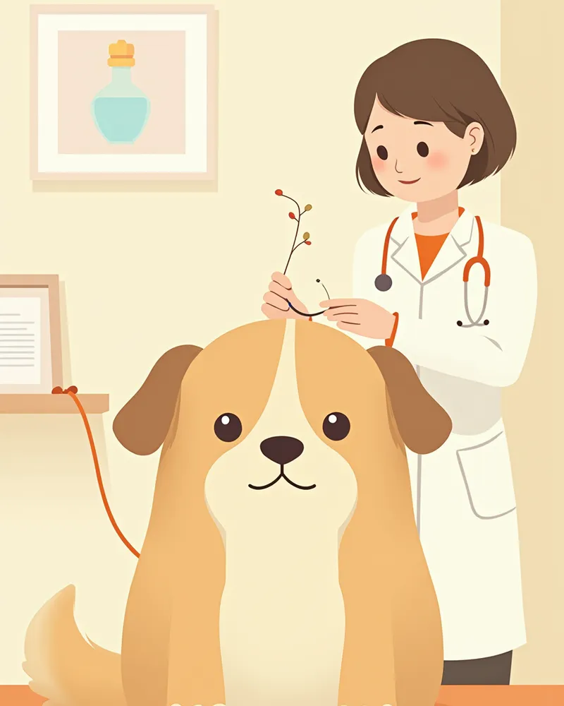 강아지 BAER 청력 검사 장면 일러스트