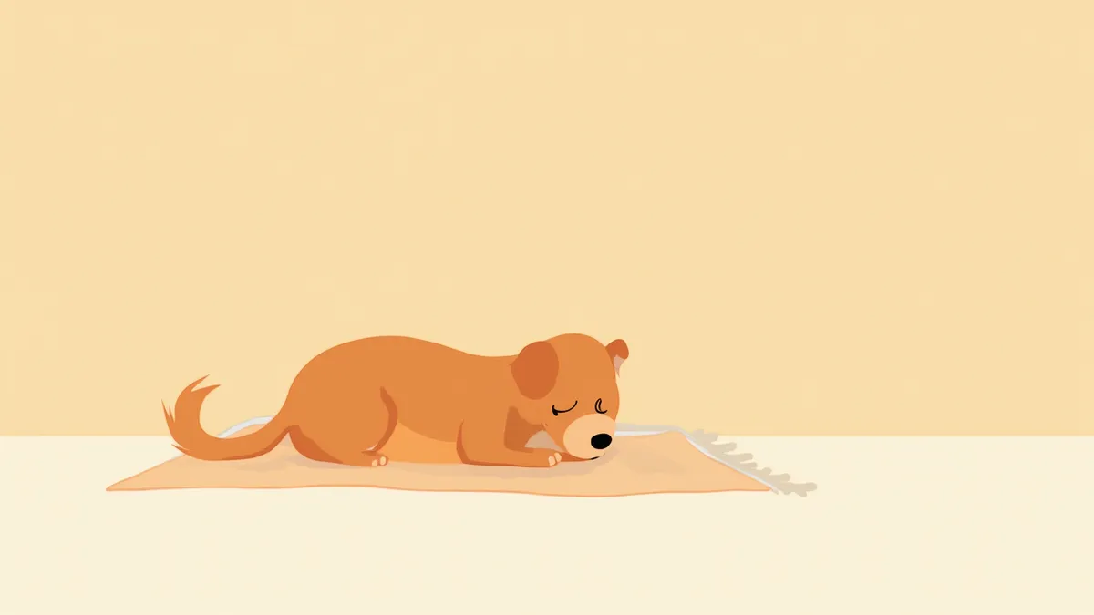 임신 말기 강아지 곁에서 보호자가 부드럽게 배를 쓰다듬는 모습