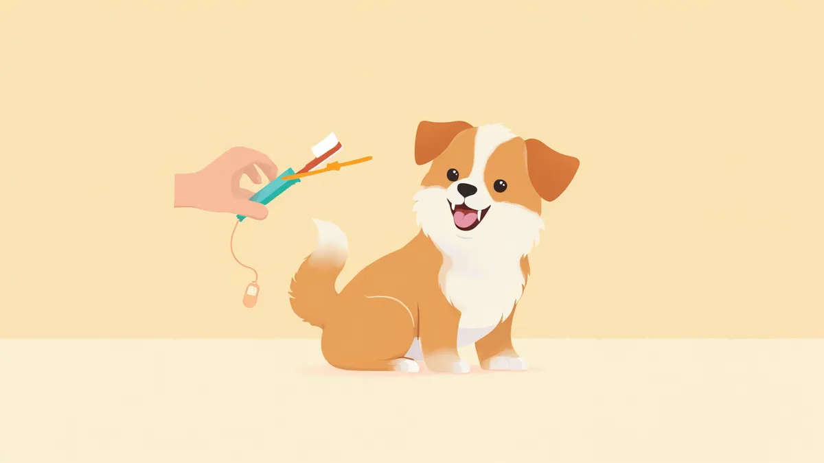 구강 검사를 받는 강아지 일러스트