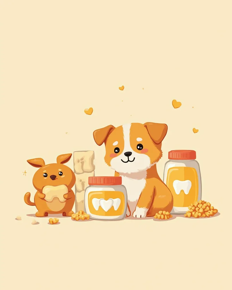 강아지 구강 관리 제품들 일러스트
