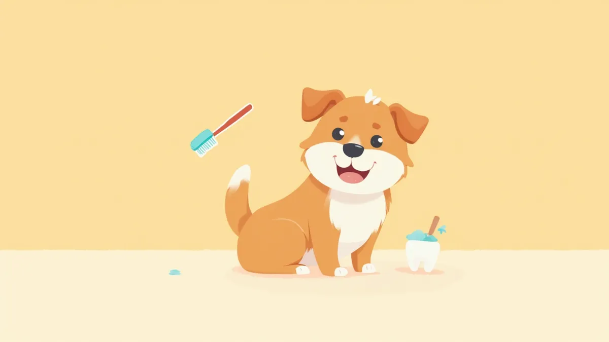 건강한 치아를 보여주는 강아지와 칫솔 일러스트