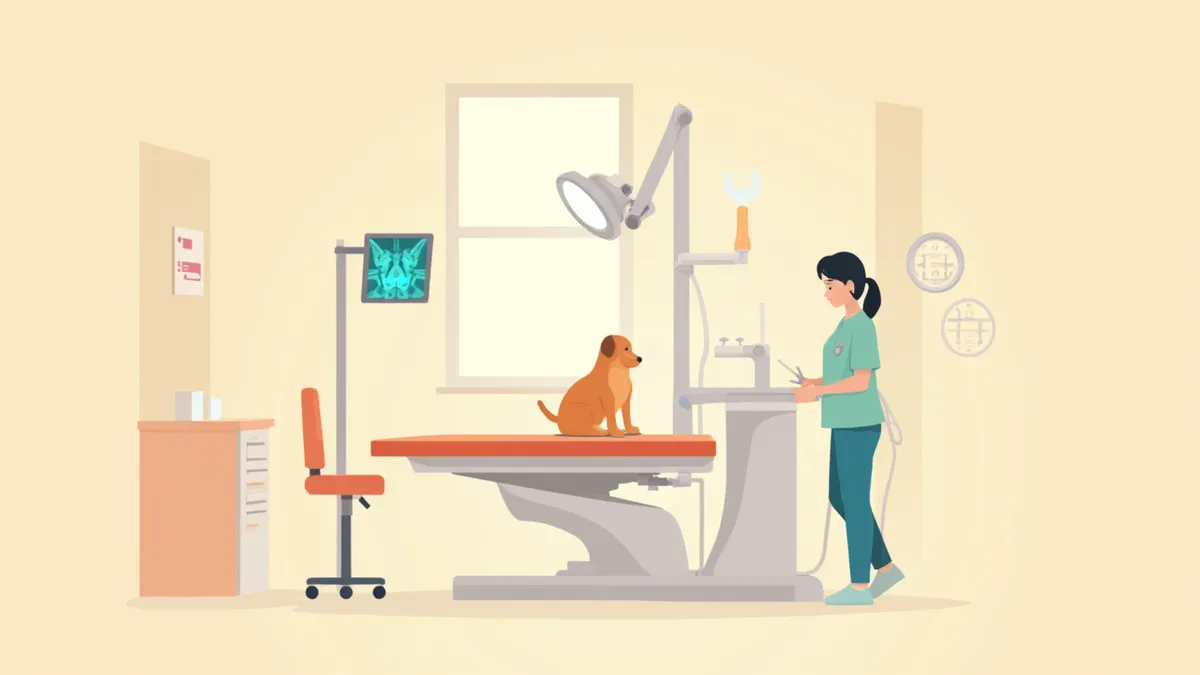 강아지 치과 전문 병원의 진료 장면