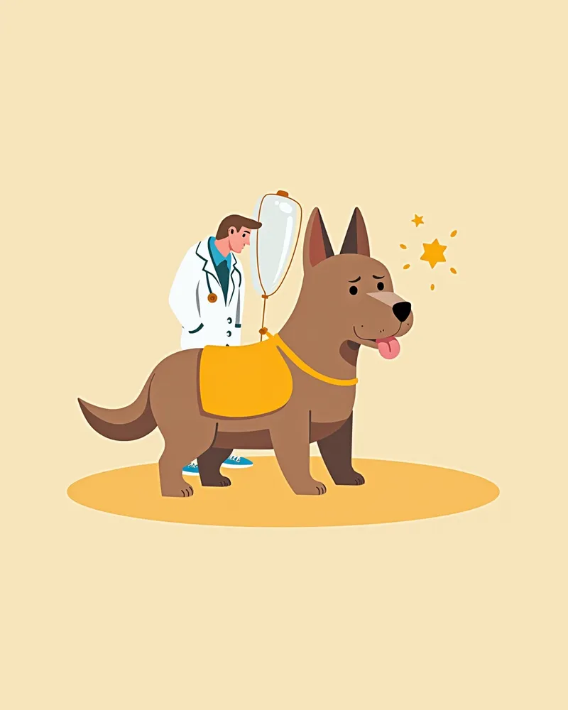 강아지가 방사선 차단복을 입고 치과 방사선 검사를 받는 모습